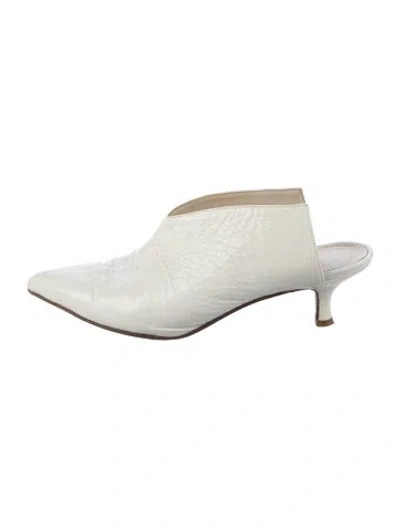 Pre-owned Tibi Patent Leather Mules In White
