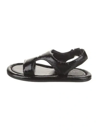 Pre-owned Tibi Patent Leather Printed Gladiator Sandals In Black