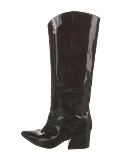 Pre-owned Tibi Patent Leather Riding Boots In Brown