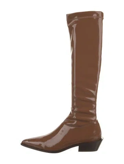 Pre-owned Tibi Patent Leather Riding Boots In Brown