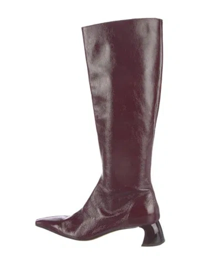 Pre-owned Tibi Patent Leather Riding Boots In Burgundy