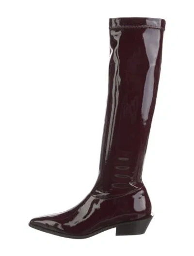 Pre-owned Tibi Patent Leather Riding Boots In Burgundy