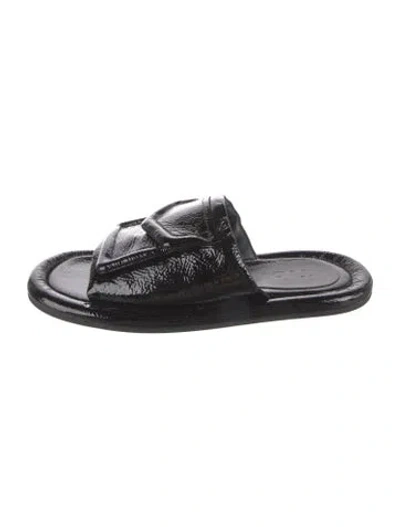 Pre-owned Tibi Patent Leather Slides In Black