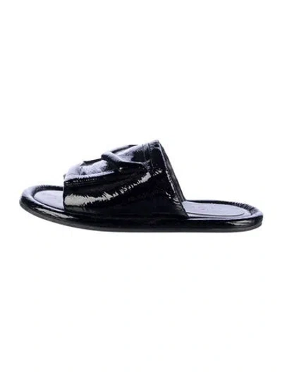 Pre-owned Tibi Patent Leather Slides In Black