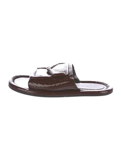 Pre-owned Tibi Patent Leather Slides In Brown