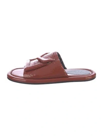 Pre-owned Tibi Patent Leather Slides In Brown