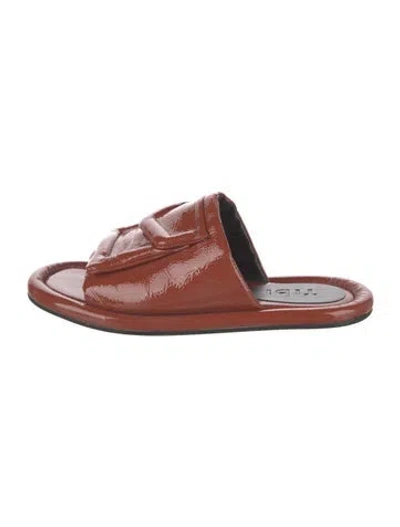 Pre-owned Tibi Patent Leather Slides In Brown