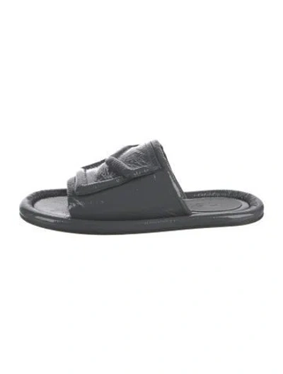 Pre-owned Tibi Patent Leather Slides In Gray
