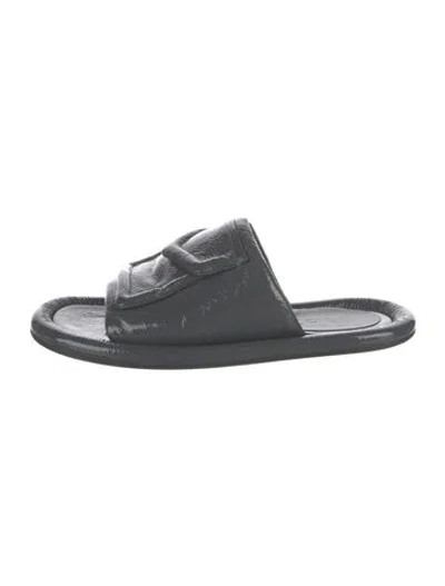 Pre-owned Tibi Patent Leather Slides In Gray