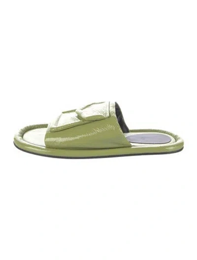 Pre-owned Tibi Patent Leather Slides In Green