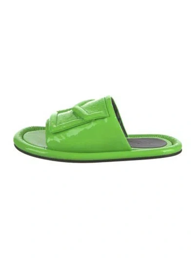 Pre-owned Tibi Patent Leather Slides In Green