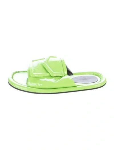 Pre-owned Tibi Patent Leather Slides In Green