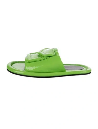 Pre-owned Tibi Patent Leather Slides In Green