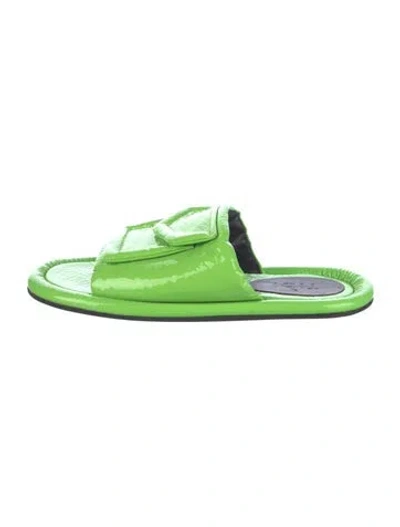Pre-owned Tibi Patent Leather Slides In Green