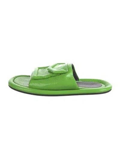 Pre-owned Tibi Patent Leather Slides In Green