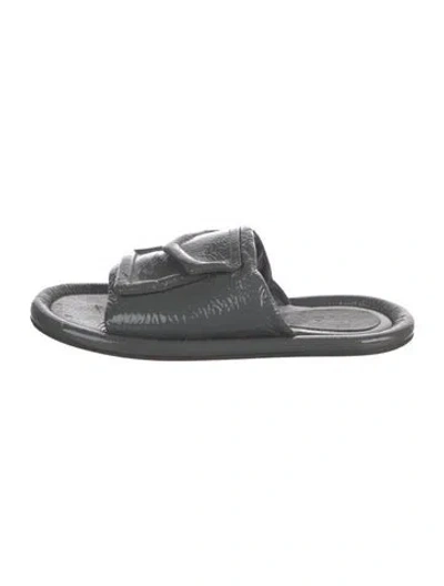 Pre-owned Tibi Patent Leather Slides In Grey