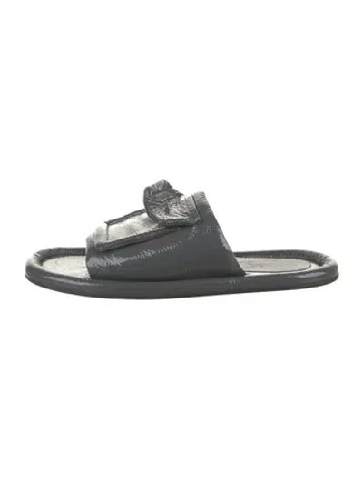 Pre-owned Tibi Patent Leather Slides In Grey