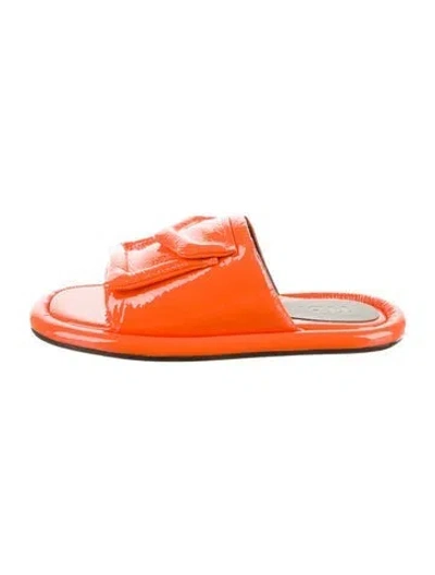 Pre-owned Tibi Patent Leather Slides In Orange