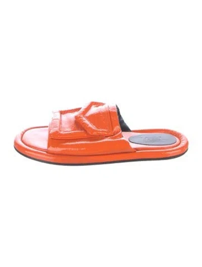 Pre-owned Tibi Patent Leather Slides In Orange