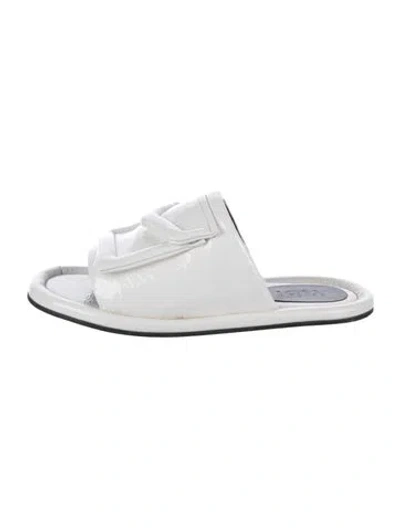 Pre-owned Tibi Patent Leather Slides In White