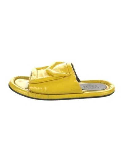 Pre-owned Tibi Patent Leather Slides In Yellow
