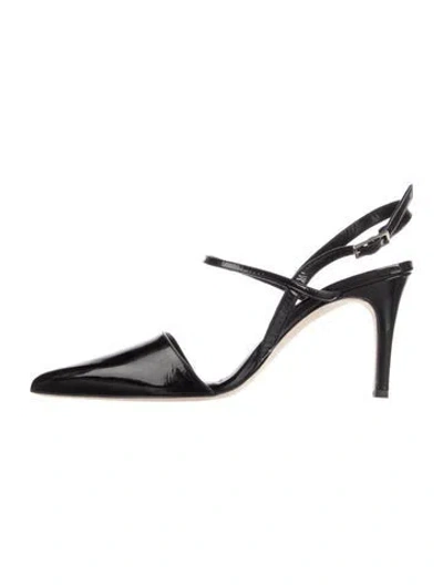 Pre-owned Tibi Patent Leather Slingback Pumps In Black/metallic