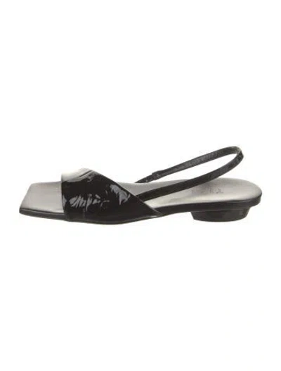 Pre-owned Tibi Patent Leather Slingback Sandals In Black