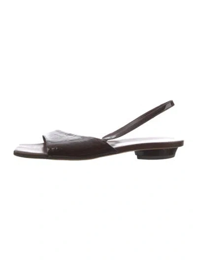 Pre-owned Tibi Patent Leather Slingback Sandals In Brown