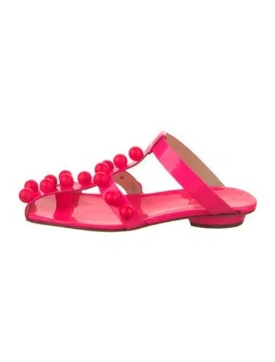 Pre-owned Tibi Patent Leather Studded Accents Slingback Sandals In Pink