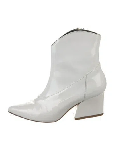 Pre-owned Tibi Patent Leather Western Boots In White