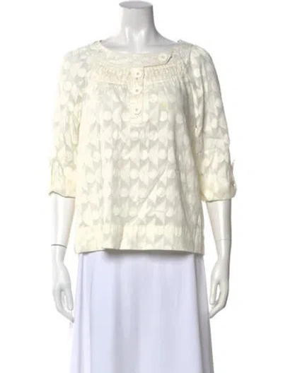 Pre-owned Tibi Patterned Crew Neck Blouse In Neutral