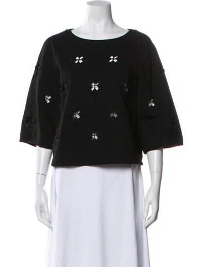 Pre-owned Tibi Patterned Crew Neck Top In Black