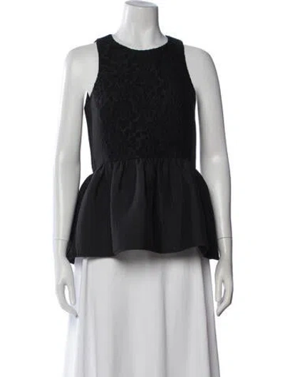 Pre-owned Tibi Patterned Crew Neck Top In Black