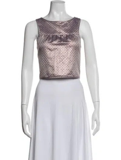 Pre-owned Tibi Patterned Crew Neck Top In White