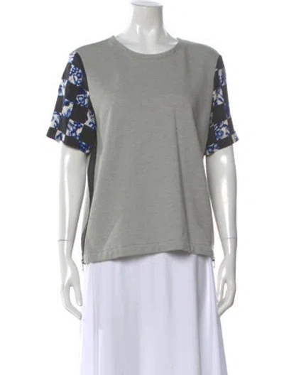 Pre-owned Tibi Patterned Crew Neck T-shirt In Gray