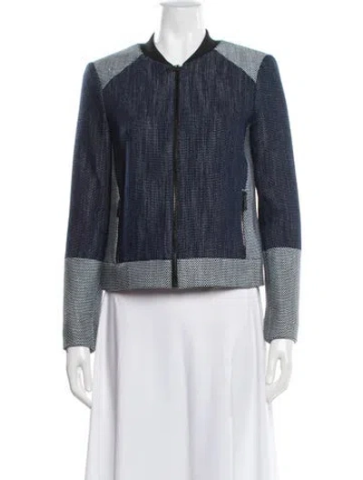 Pre-owned Tibi Patterned Evening Jacket In Blue
