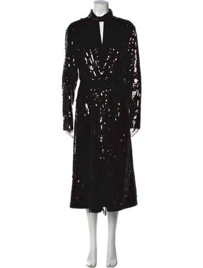 Pre-owned Tibi Patterned Long Dress In Black