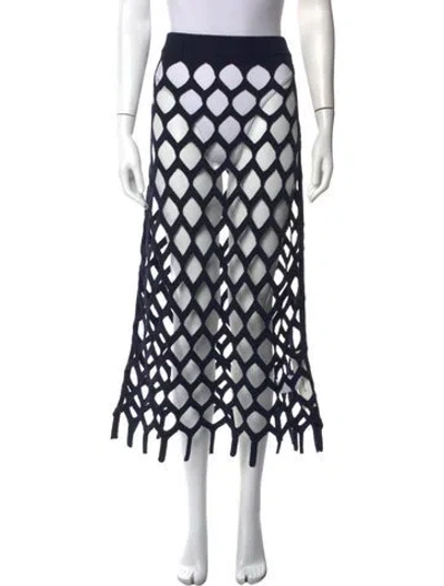 Pre-owned Tibi Patterned Long Skirt In Blue