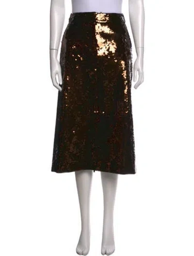 Pre-owned Tibi Patterned Midi Length Skirt In Brown/metallic