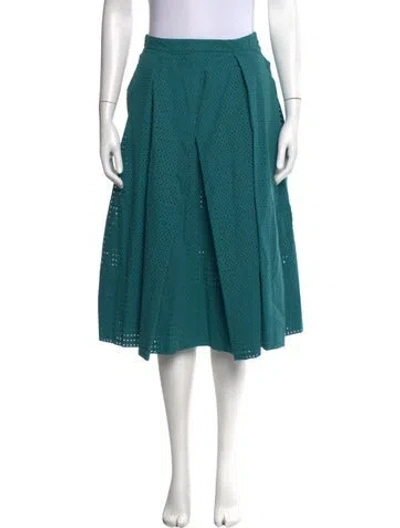 Pre-owned Tibi Patterned Midi Length Skirt In Green