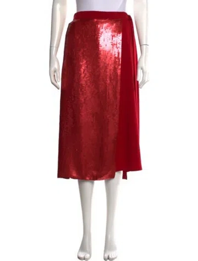 Pre-owned Tibi Patterned Midi Length Skirt In Red