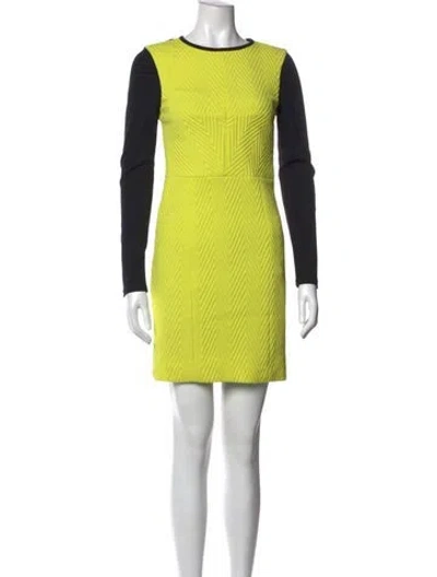Pre-owned Tibi Patterned Mini Dress In Black/yellow