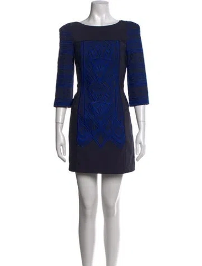 Pre-owned Tibi Patterned Mini Dress In Blue