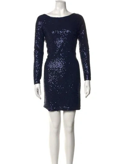 Pre-owned Tibi Patterned Mini Dress In Blue