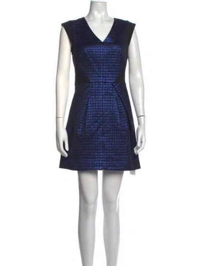 Pre-owned Tibi Patterned Mini Dress In Blue