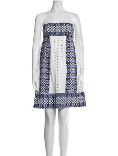 Pre-owned Tibi Patterned Mini Dress In White