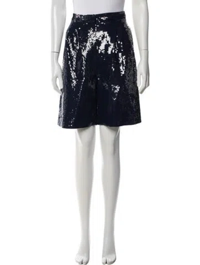 Pre-owned Tibi Patterned Mini Shorts In Blue