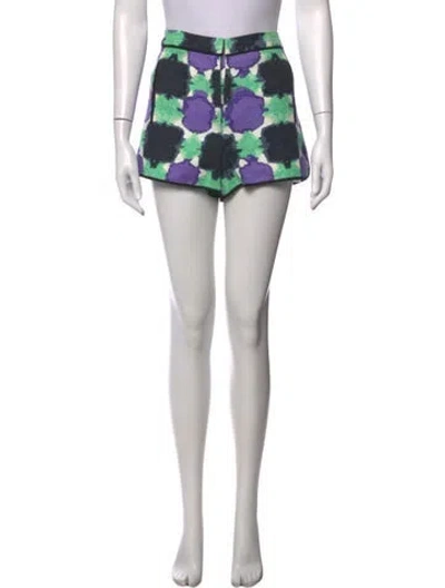 Pre-owned Tibi Patterned Mini Shorts In Purple