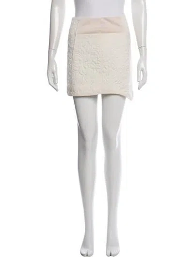 Pre-owned Tibi Patterned Mini Skirt In White