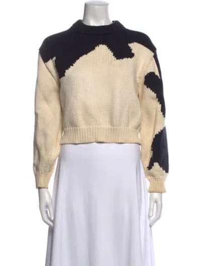 Pre-owned Tibi Patterned Mock Neck Sweater In Neutrals